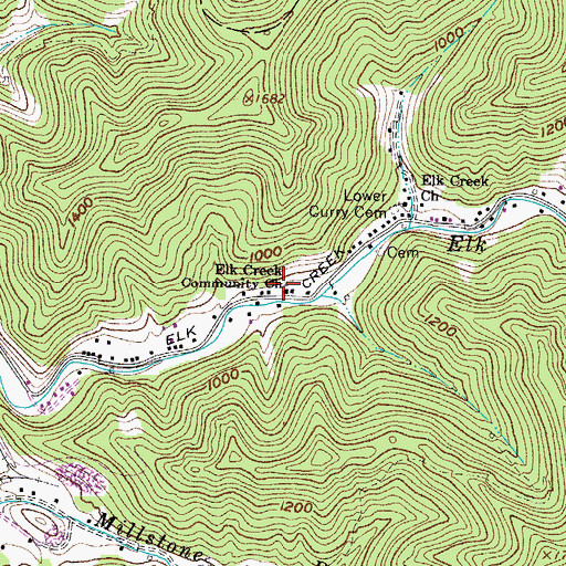 Topographic Map of Elk Creek Community Church, WV