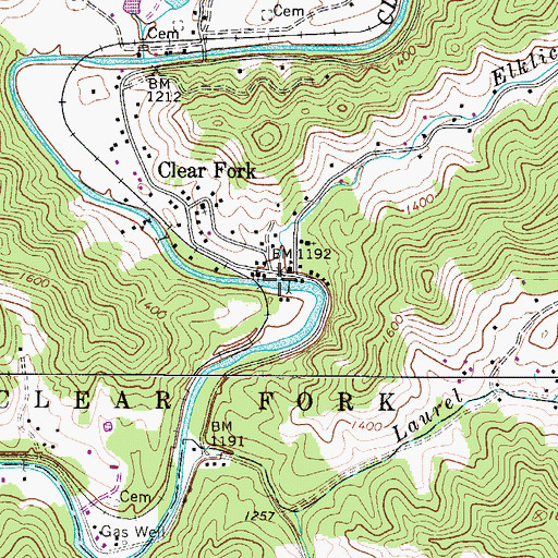 Topographic Map of Elklick Branch, WV