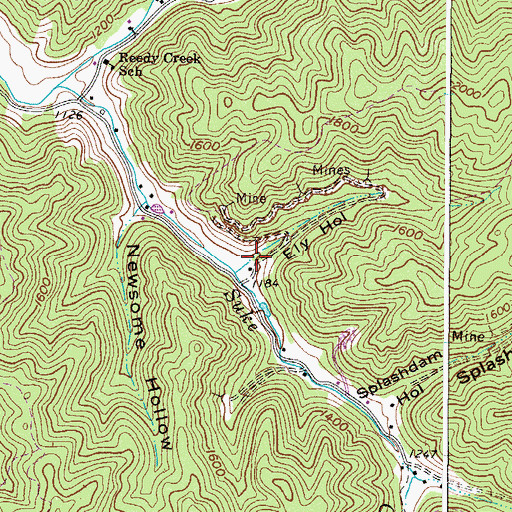Topographic Map of Ely Hollow, WV