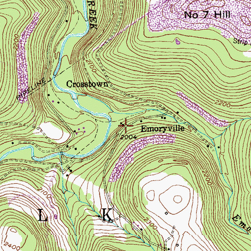 Topographic Map of Emoryville, WV