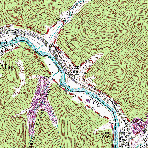 Topographic Map of Estep Cemetery, WV