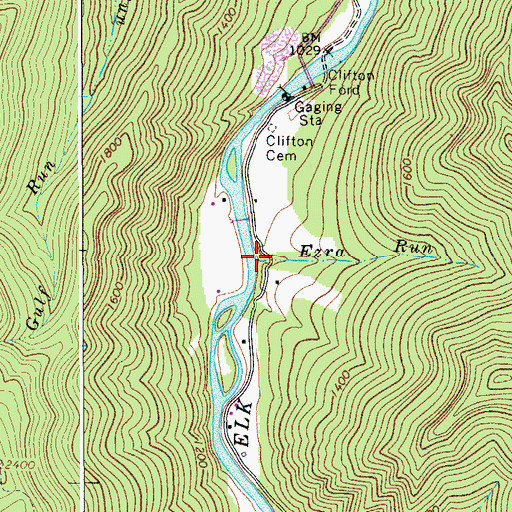 Topographic Map of Ezra Run, WV