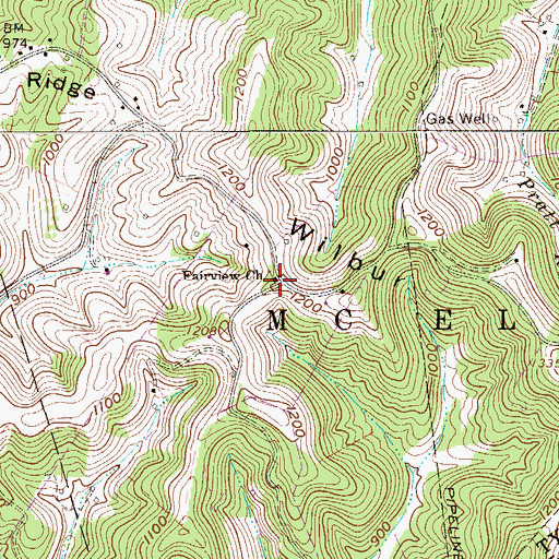 Topographic Map of Fairview Church, WV