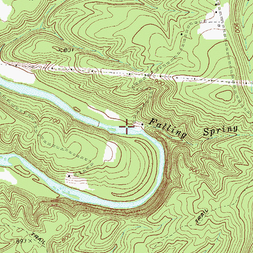 Topographic Map of Falling Spring Run, WV