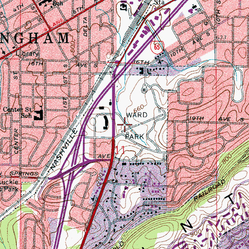 Topographic Map of Ward Park, AL