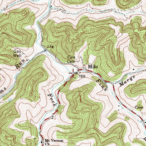 Topographic Map of Fink Run, WV