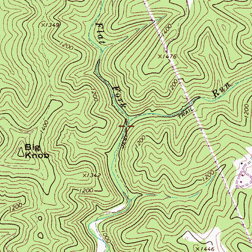 Topographic Map of Flat Fork, WV