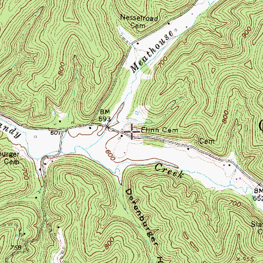Topographic Map of Flinn Cemetery, WV