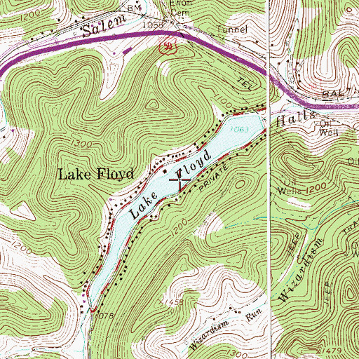 Topographic Map of Lake Floyd, WV