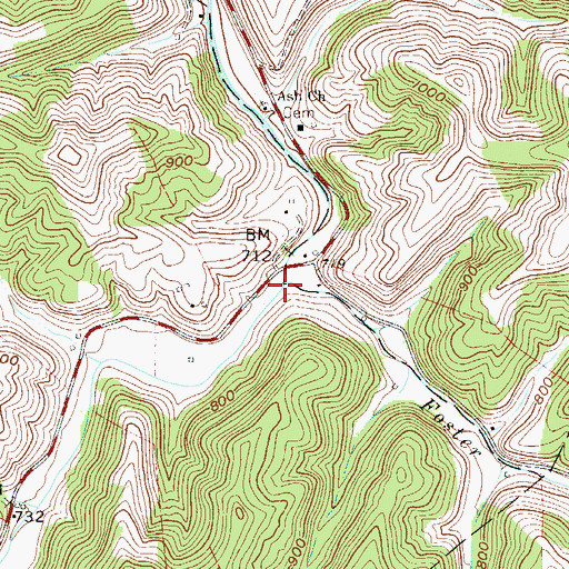 Topographic Map of Foster Run, WV