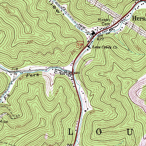 Topographic Map of Fourmile Fork, WV