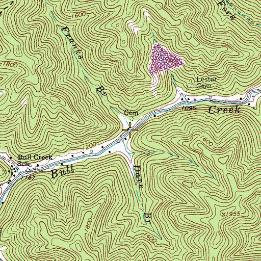 Topographic Map of Franks Branch, WV