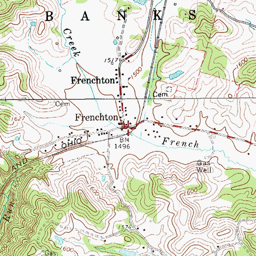 Topographic Map of Frenchton, WV