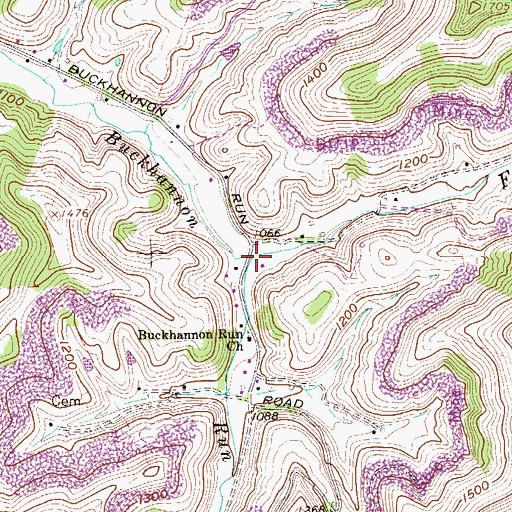 Topographic Map of Frog Run, WV