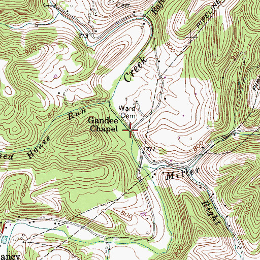 Topographic Map of Gandee Chapel, WV