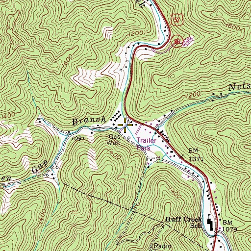 Topographic Map of Garden Gap Branch, WV