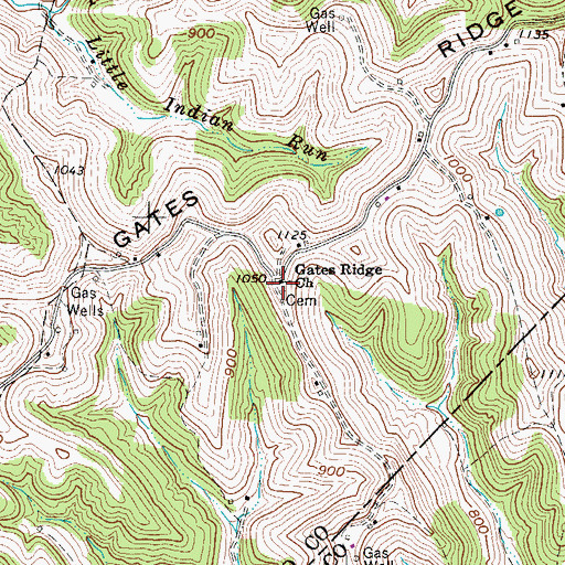 Topographic Map of Gates Ridge Church, WV