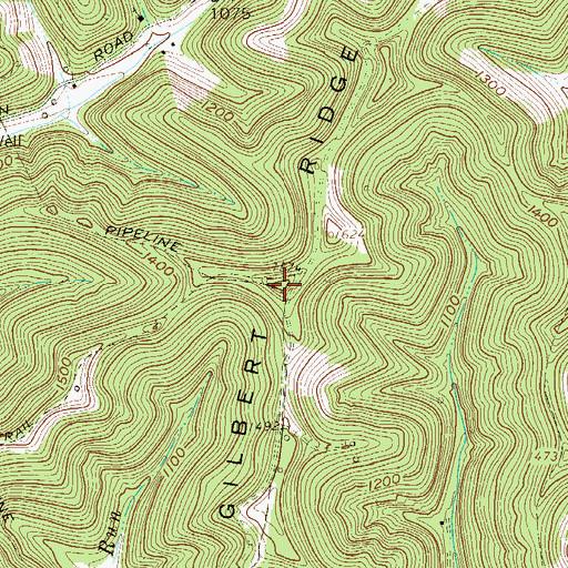 Topographic Map of Gilbert Ridge, WV