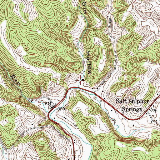 Topographic Map of Gin Hollow, WV