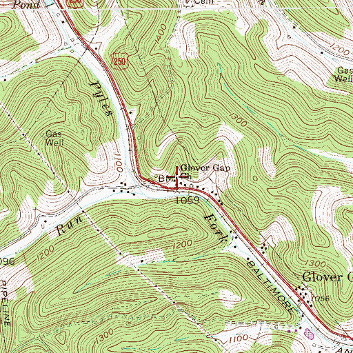 Topographic Map of Glover Gap Church, WV