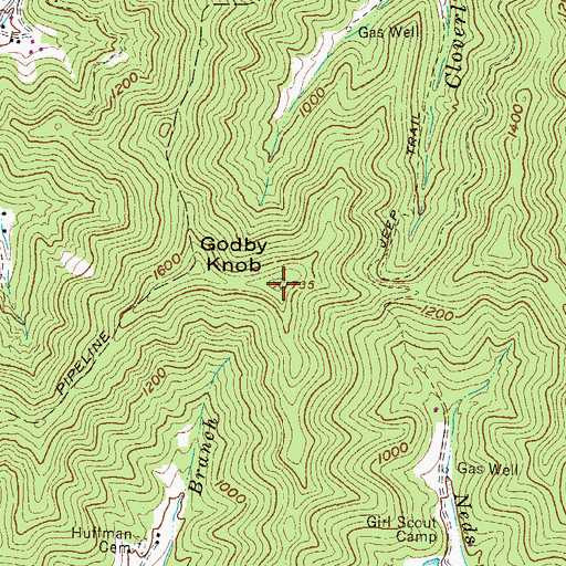 Topographic Map of Godby Knob, WV
