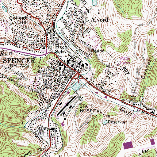 Topographic Map of Goff Run, WV
