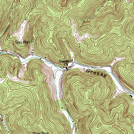 Topographic Map of Goodwill Church, WV