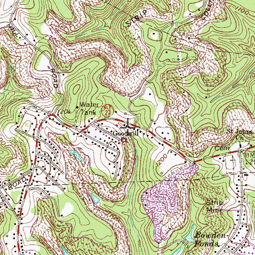 Topographic Map of Goodwill Church, WV