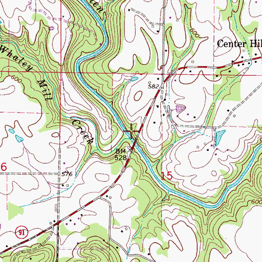 Topographic Map of Whaley Mill Creek, AL