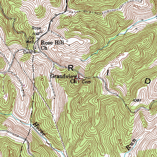Topographic Map of Grandview Church, WV