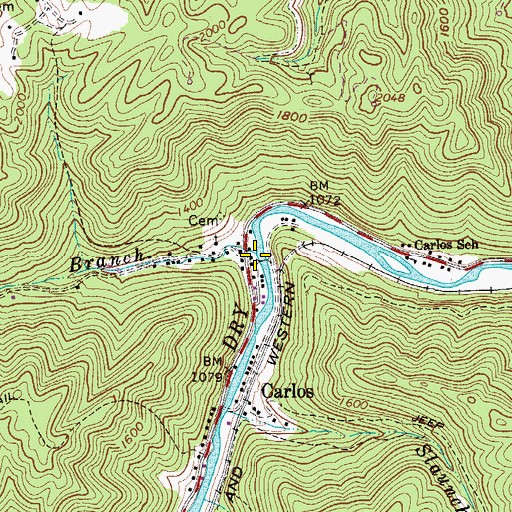 Topographic Map of Grapevine Branch, WV