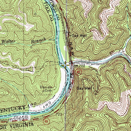 Topographic Map of Grapevine Creek, WV