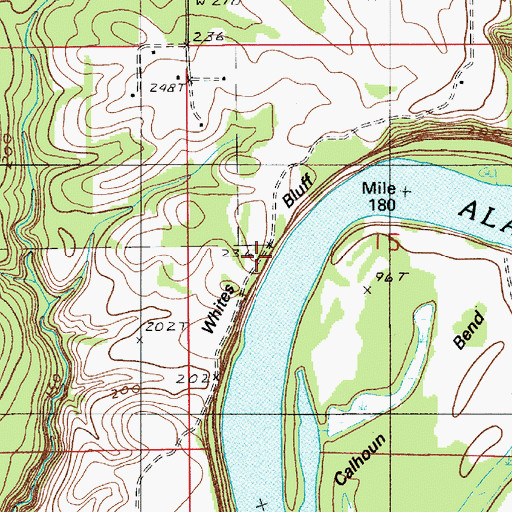 Topographic Map of Whites Bluff, AL