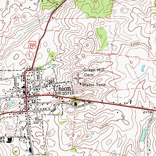 Topographic Map of Green Hill Cemetery, WV