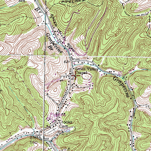 Topographic Map of Green Valley Chapel, WV