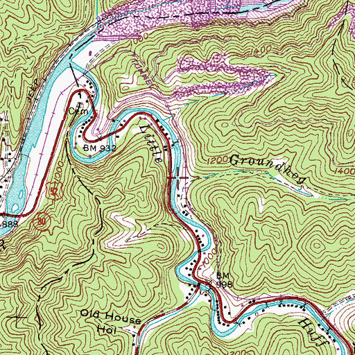 Topographic Map of Groundhog Branch, WV