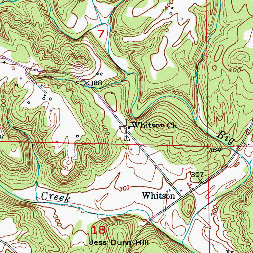 Topographic Map of Whitson Church, AL
