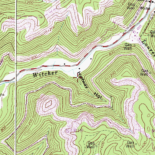Topographic Map of Halfway Hollow, WV