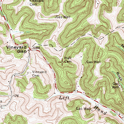 Topographic Map of Hall Cemetery, WV