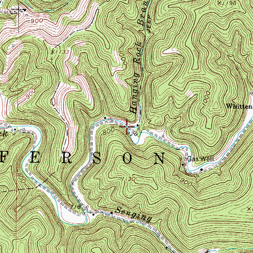 Topographic Map of Hanging Rock Branch, WV