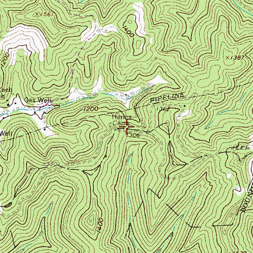 Topographic Map of Hanna Cemeteries, WV