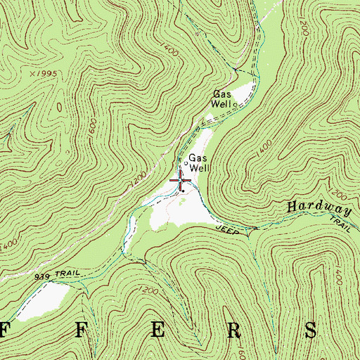Topographic Map of Hardway Branch, WV