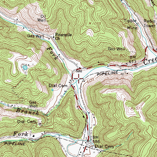 Topographic Map of Harless Fork, WV