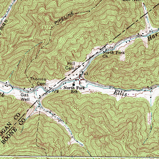 Topographic Map of Harmon Branch, WV