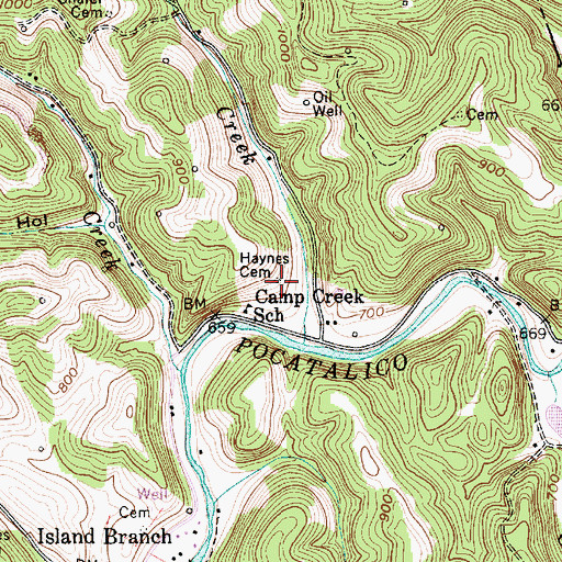 Topographic Map of Amos Haynes Cemetery, WV