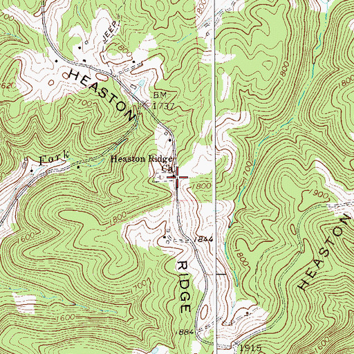 Topographic Map of Heaston Ridge Church, WV