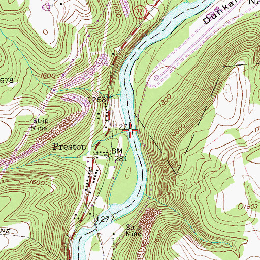 Topographic Map of Heather Run, WV