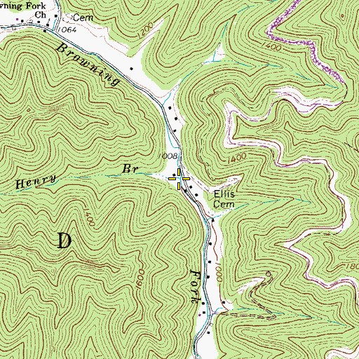 Topographic Map of Henry Branch, WV