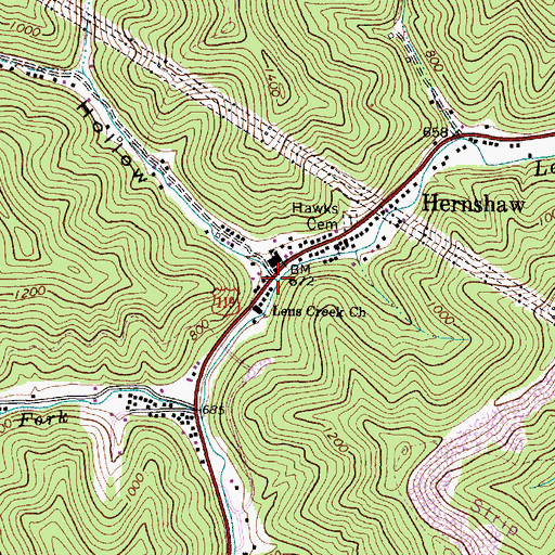 Topographic Map of Hernshaw, WV
