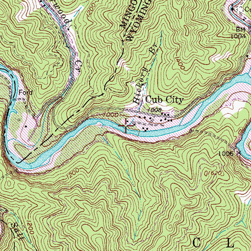 Topographic Map of Hickory Branch, WV
